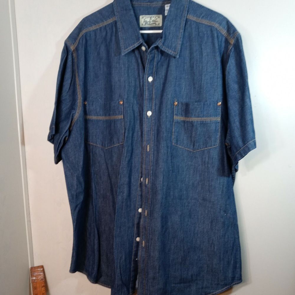 Men's Liberty Blues Jean Co. Cotton Button-up Shirt Denim size  2XL 79-1044-1